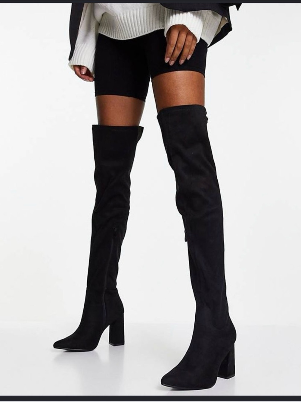 ASOS Black Over-the-Knee Block Heel Boots